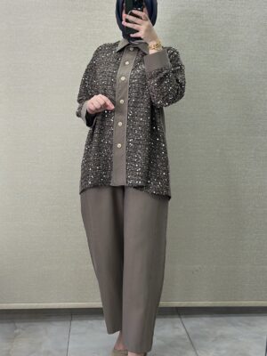 Ghisa payetli şık takım