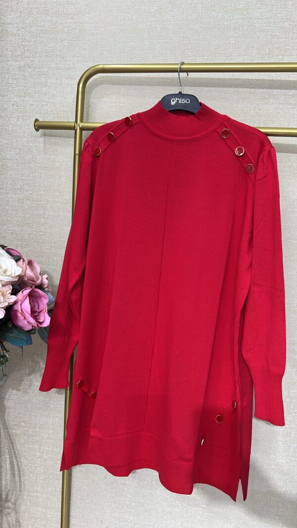 düğme detaylı triko tunik