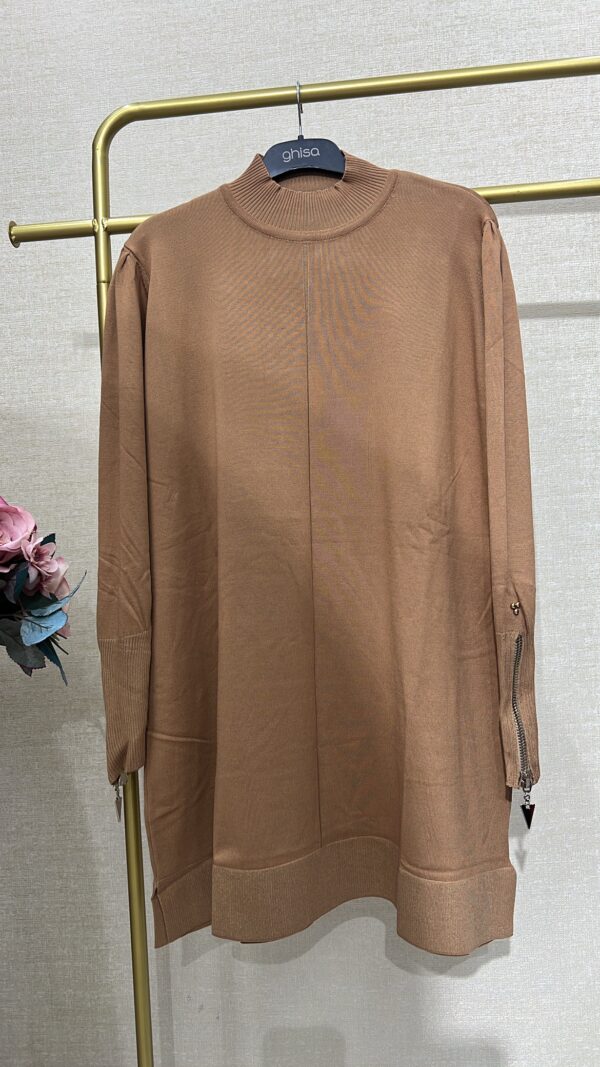 Kol fermuarlı Merserize tunik